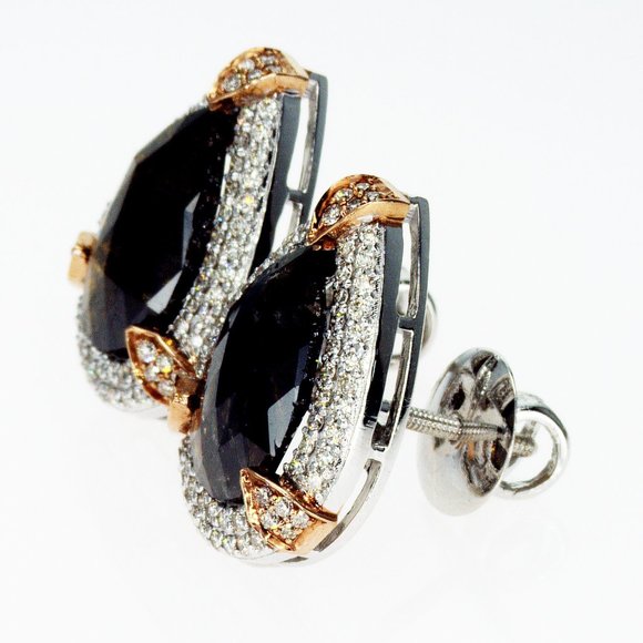 4.97 TCW Rose Cut Diamond Halo Earrings Pear Shape 14K White Gold Fancy Brown - Picture 3 of 7